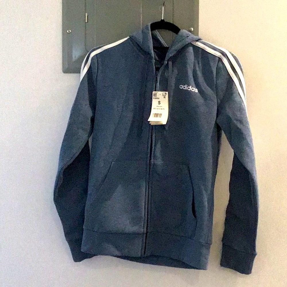 Adidas light blue fleece hoodie